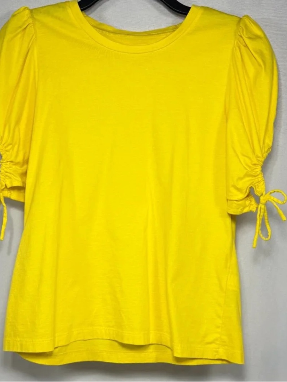 Banana Republic Sunny Yellow Puff Sleeve Tee with Tie Details
